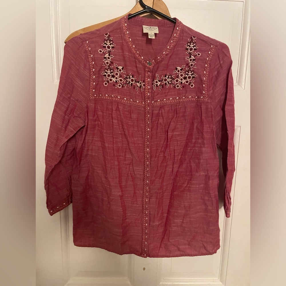 Boho Embroidered Button Down Top